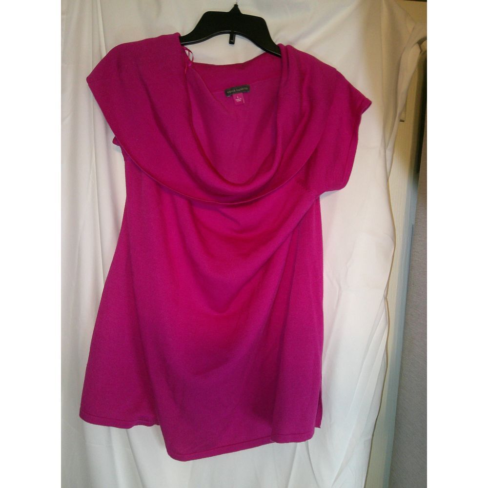 Vince Camuto Fuchsia Cowl Neck Blouse Elegant Drape Top Evening Wear Size L
